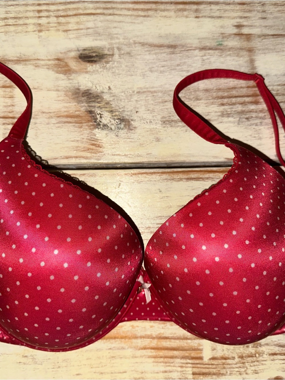 Victoria's Secret Red Polka Dot Push-Up Bra